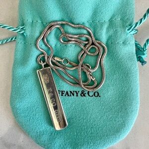 Tiffany & Co. 1837 Bar Pendant - Silver 925 Open Heart Pendant with 18" Chain